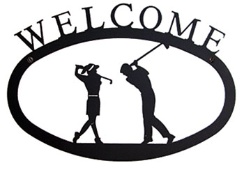 Two Golfers - Welcome Sign Large