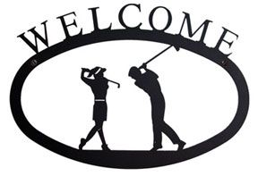 Two Golfers - Welcome Sign Small