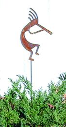 Kokopelli  - Rusted Garden Stake