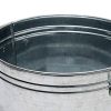 Round Galvanized Steel Tub with Side Handles and Embossed Design, Silver