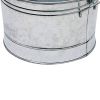 Round Galvanized Steel Tub with Side Handles and Embossed Design, Silver