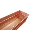 Rectangular Metal Flower Planter Box with Embossed Line Design, Small, Copper