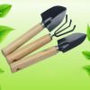 Practical Wood Handle Metal Garden Weeder Bow Rake Shovels-(Set Of Three)