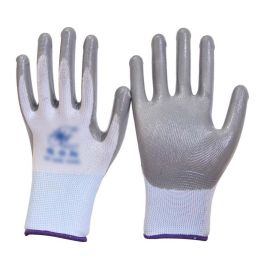 12 Pairs Nitrile Rubber Coated Work Gloves Nylon Working Gloves for Men, Grey