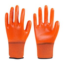 12 Pairs Orange Nylon Working Gloves Full Palm PVC Coated Work Gloves for Men