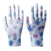 12 Pairs Blue Flower Nylon Working Gloves Thin PU Coated Work Gloves for Women