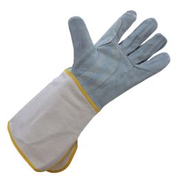 5 Pairs PU Leather Canvas Long Work Gloves Protective Working Gloves, Random Color