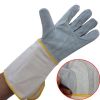 5 Pairs PU Leather Canvas Long Work Gloves Protective Working Gloves, Random Color