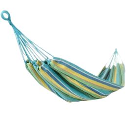 Fashion Creative Canvas Stripe Hammock Outdoor Foldable Hammock 76.7*33" Blue