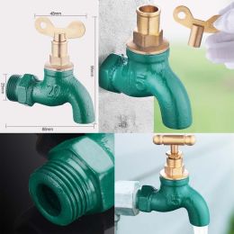 Old-fashioned Thicken Iron Faucet Key Open Garden Faucet Winter Outdoor Mop Pool Faucet Single Cold Water Tap