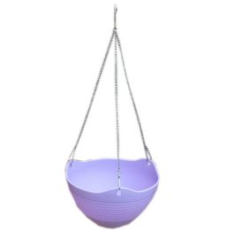 Purple Plastic Hanging Planter Round Large Flower Container