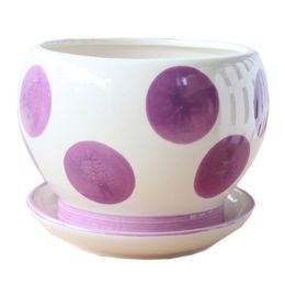 Creative Decor Lovely Garden Soccer Earthenware Planter Flower Pot 4.3" Purple