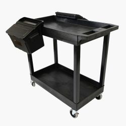 Luxor Two Shelf Cart with Outrigger Bins