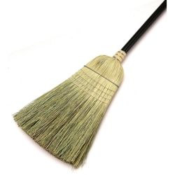 Warehouse Upright Corn Broom, with Wire Band and 38 in. Long Wooden Handle