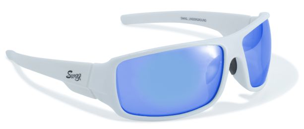 Amazing Blue Lenses in White Wrap Arounds with Side Protection by Swag