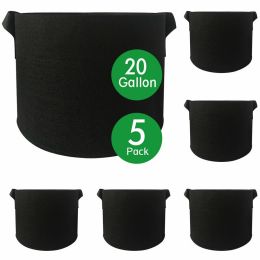 20Gallan Heavy Duty NonWoven Plant Fabric 5 pack grow bags garden Pot