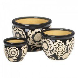 Floral Nights Ceramic Planter Set