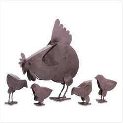 Hen With Chicks Sculpture