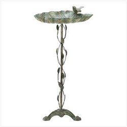 Verdigris Leaf Birdbath