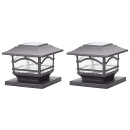 MAXSA Innovations Solar Post Cap and Deck Railing Lights 2 Pack (Color: Dark Bronze)